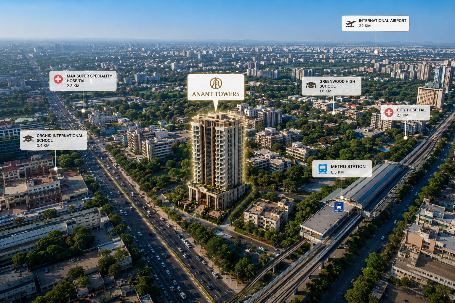 Anant Towers Location